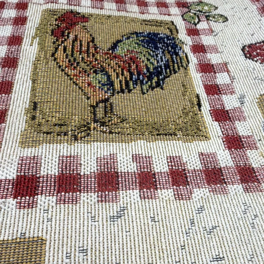 Set of 8 Tapestry Farm Rooster Fruit Basket/count Rooster Red Gingham Placemats
